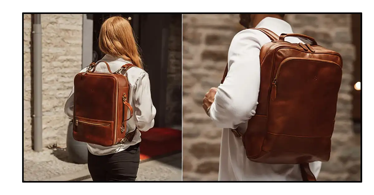 Sleek Leather Laptop Backpack